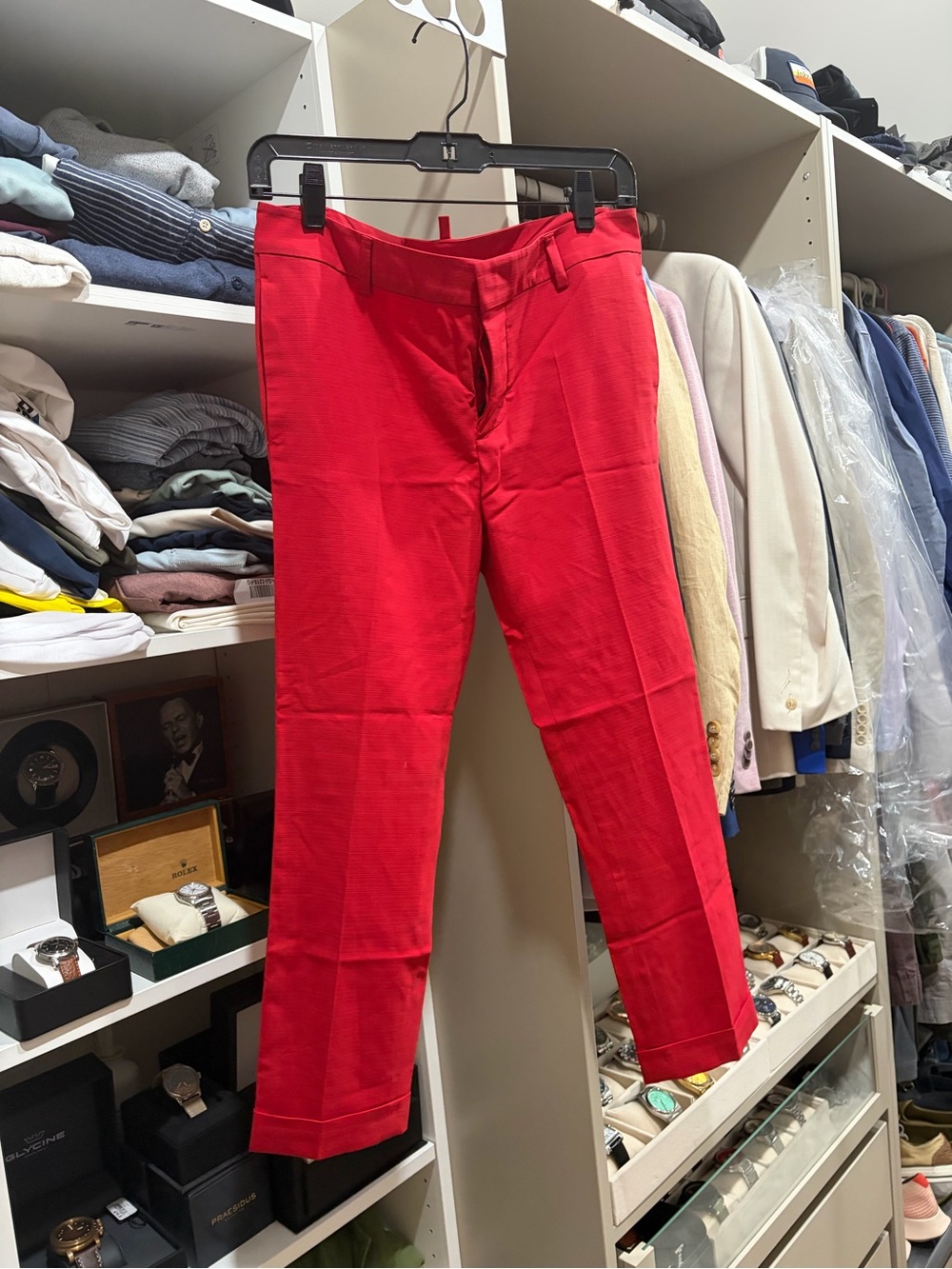 DSQUARED Red High-Waist Button Fly Trousers